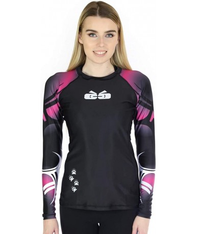 Rash Guards Women's Rash Guard BJJ MMA Premium Jiu Jitsu Fighting Grappling Compression Shirt - Mat Monster Fuchsia - CS18SR0...