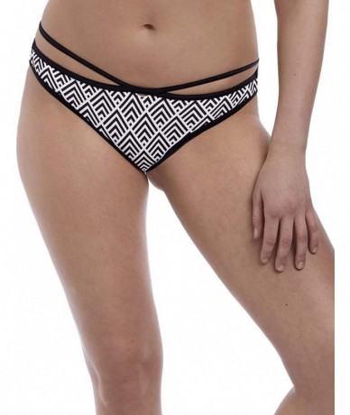 Bottoms Gatsby Italini Strappy Bikini Bottom - Monochrome - CY18L400ZLL $73.34