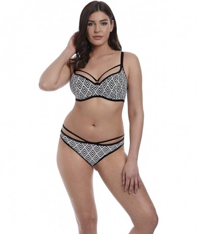 Bottoms Gatsby Italini Strappy Bikini Bottom - Monochrome - CY18L400ZLL $73.34