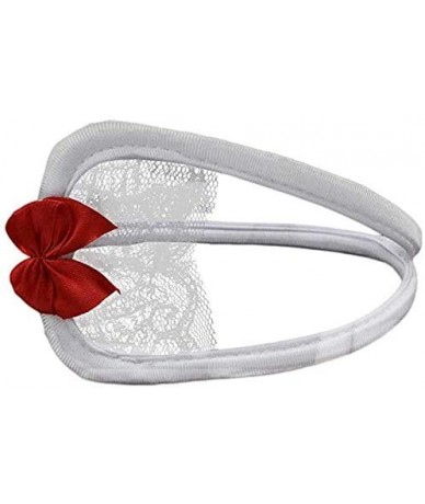 Sets Women Lace Sexy C-String Lingerie Multiple Underwears CX108 - White With Red Bowknot - CL122ESG32B $22.81