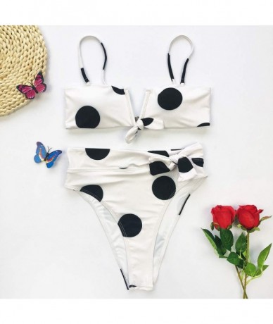 Sets Womens High Waisted Bikini Set Tie Knot High Rise Two Piece Swimsuits Bathing Suits - White - CK194EZ4DAW $24.26