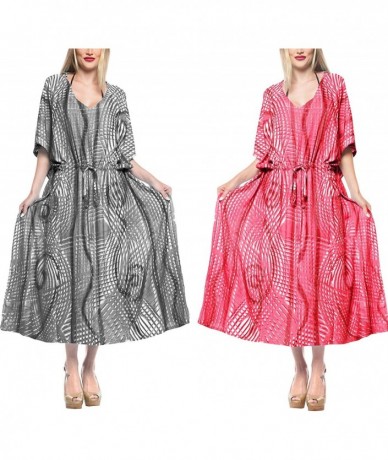 Cover-Ups Women's Kaftan Shirt Dress Loungewear Swim Cover Up US 16-32W Pack of 2 - CH19884SS30 $60.28