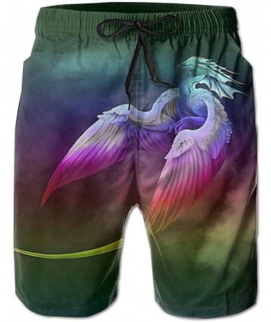 Board Shorts Men Fashion Swim Trunks Quick Dry Bathing Suits Board Shorts with Pocket - Dragon Phoenix Rainbow 3d Printed - C...