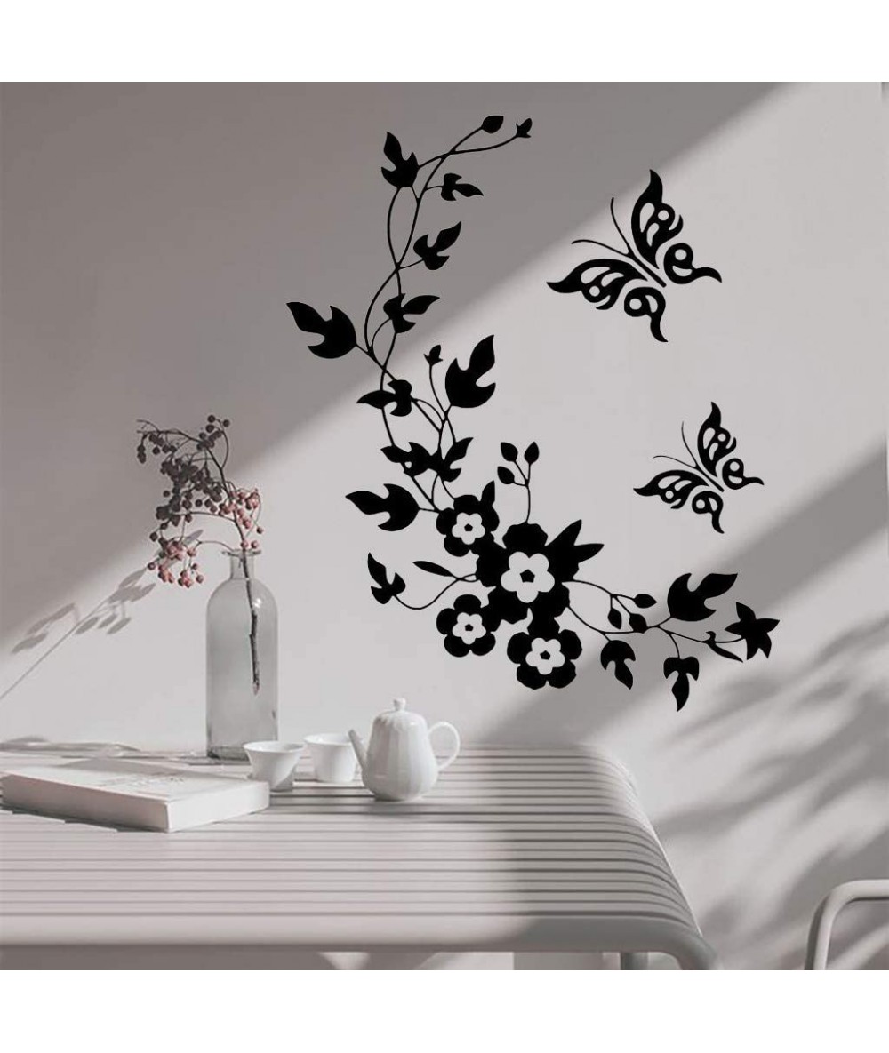 Sets Wallpaper Black Butterfly Flower Wall Stickers Decal Home Decoration Removable Home Decor Tankini Swimsuit Bikinis Swimw...