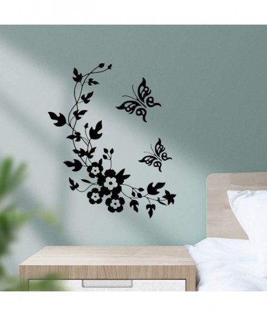 Sets Wallpaper Black Butterfly Flower Wall Stickers Decal Home Decoration Removable Home Decor Tankini Swimsuit Bikinis Swimw...