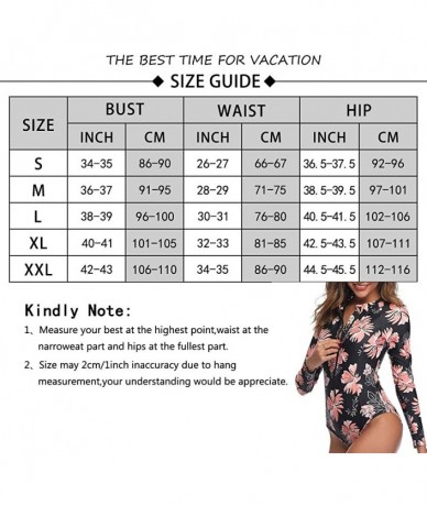 Rash Guards Women UV Sun Protection Long Sleeve Rash Guard Wetsuit Swimsuit One Piece Floral Printed Swimwear - Printed52 - C...