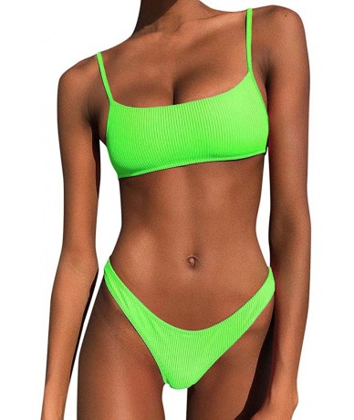 Tankinis New Swimsuit!! Women Two Piece Push Up Printed Bikini Beach Bathing Monokini Swimsuit Swimwear - Green - CO1906T50G3...