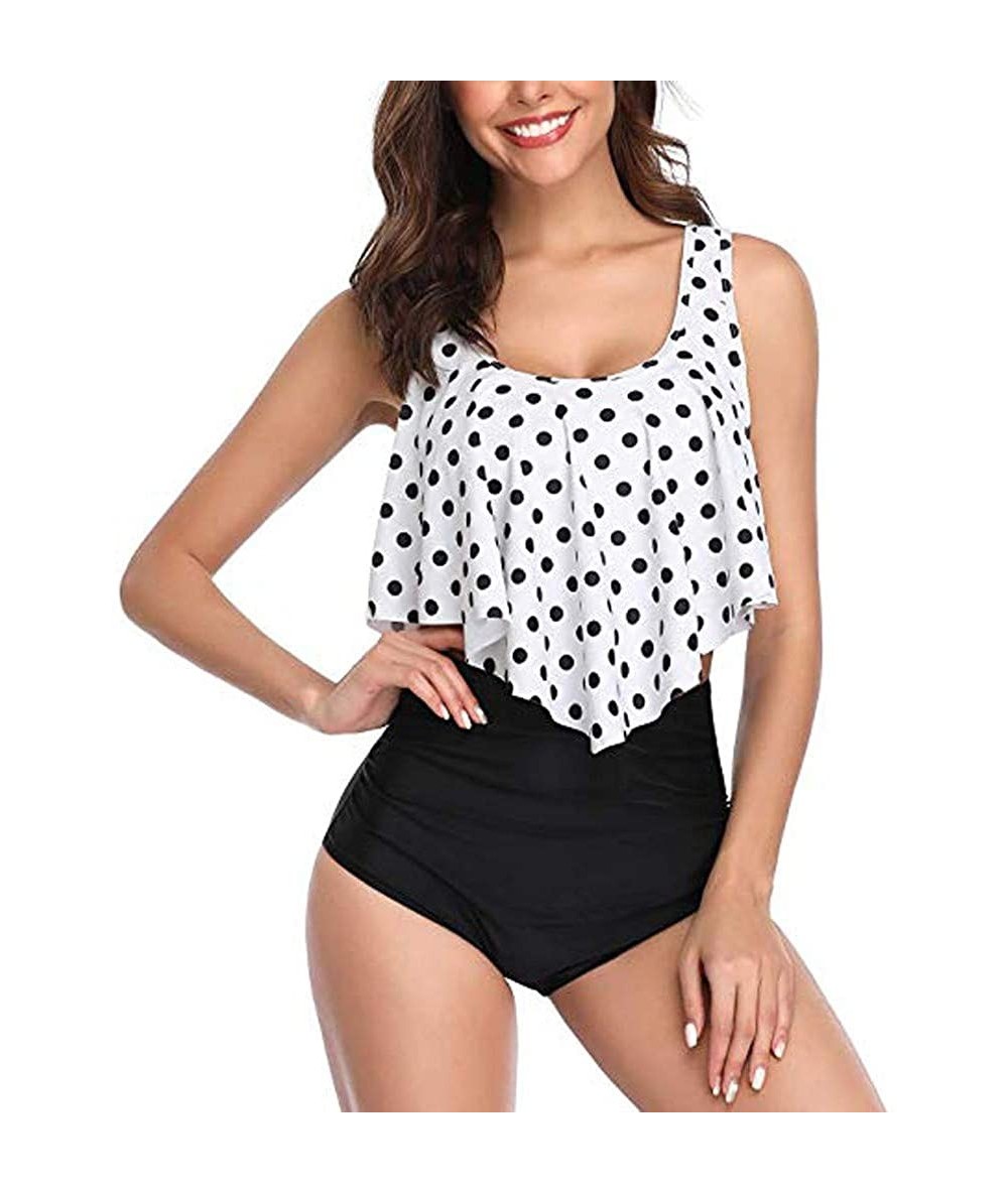 Tankinis Swimsuits for Women-Chaofanjiancai Two Pieces Bathing Suits Top Ruffled Racerback High Waisted Bottom Tankini Set Sw...