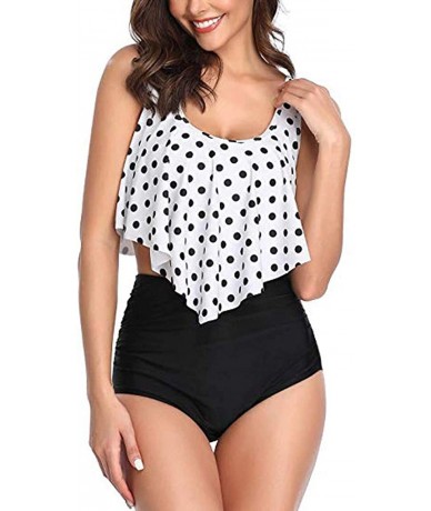 Tankinis Swimsuits for Women-Chaofanjiancai Two Pieces Bathing Suits Top Ruffled Racerback High Waisted Bottom Tankini Set Sw...