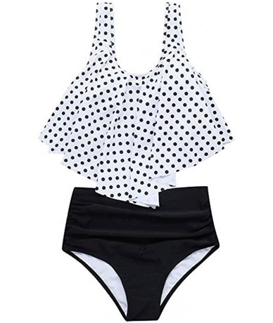 Tankinis Swimsuits for Women-Chaofanjiancai Two Pieces Bathing Suits Top Ruffled Racerback High Waisted Bottom Tankini Set Sw...