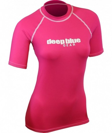 Rash Guards Women's Short Sleeve Rashguard - Magenta - CM11V1K78Z5 $43.77