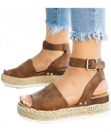 Cover-Ups Womens Espadrilles Sandals Flats-Women's Platform Sandals Espadrille Wedge Summer Ankle Strap Studded Open Toe Sand...