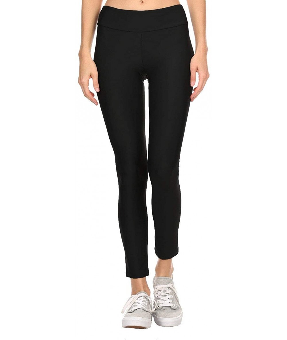 One-Pieces Women's Active Leggings Pants - Made in USA - Solid Black - CL12MEUL7J3 $30.11