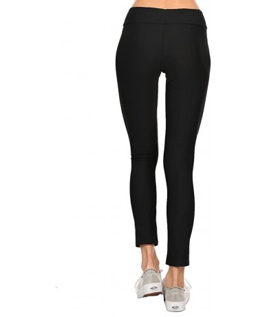 One-Pieces Women's Active Leggings Pants - Made in USA - Solid Black - CL12MEUL7J3 $30.11