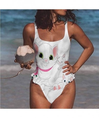 Bottoms Personalized Swimsuits Cat- Grunge Kitty Portrait Hipster for Jumping- Swimming - Multi 06-one-piece Swimsuit - CP19E...