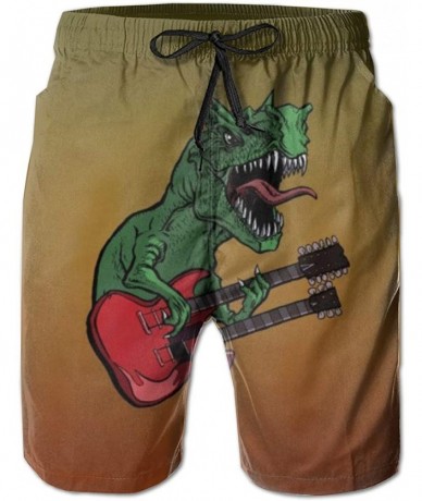 Board Shorts Men Fashion Swim Trunks Quick Dry Bathing Suits Board Shorts with Pocket - Dinosaurs Electric Guitar - CF190X7MD...