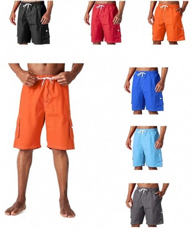 Trunks Men's Swim Trunks Quick Dry Beach Shorts Bathing Suits with Pockets - A-orange - CP18UKS2QDS $41.79