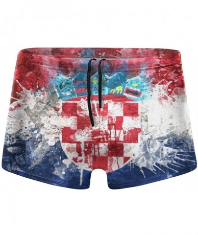 Briefs Funny Smiley Face Men's Printed Swimsuit Boxer Trunks Square Cut Bathing Suits - Flag of Croatia - CB196QUU6S9 $43.56