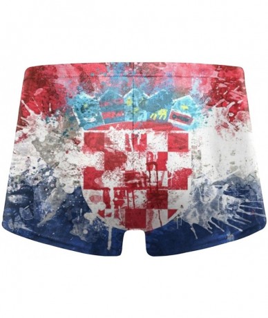 Briefs Funny Smiley Face Men's Printed Swimsuit Boxer Trunks Square Cut Bathing Suits - Flag of Croatia - CB196QUU6S9 $43.56