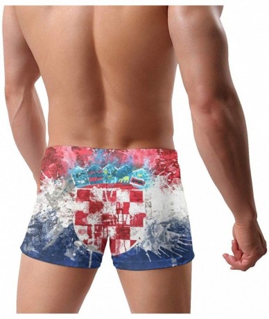 Briefs Funny Smiley Face Men's Printed Swimsuit Boxer Trunks Square Cut Bathing Suits - Flag of Croatia - CB196QUU6S9 $43.56