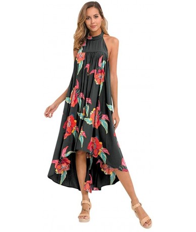 Rash Guards Women Summer Off Shoulder Boho Maxi Long Dress Cake Dress - Black - CL1957M0HXO $42.72