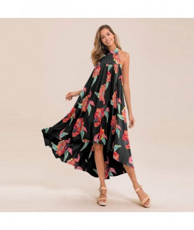 Rash Guards Women Summer Off Shoulder Boho Maxi Long Dress Cake Dress - Black - CL1957M0HXO $42.72