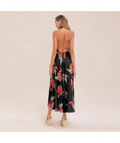 Rash Guards Women Summer Off Shoulder Boho Maxi Long Dress Cake Dress - Black - CL1957M0HXO $42.72