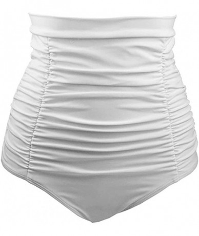 Tankinis Bikini Bottom for Women Women's High Waisted Swim Bottom Ruched Bikini Tankini Swimsuit Briefs Plus Size White1 - CE...