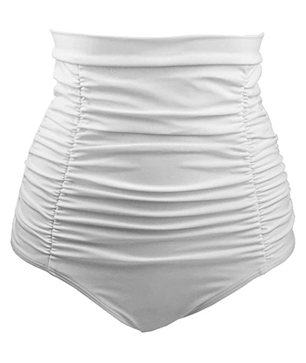 Tankinis Bikini Bottom for Women Women's High Waisted Swim Bottom Ruched Bikini Tankini Swimsuit Briefs Plus Size White1 - CE...