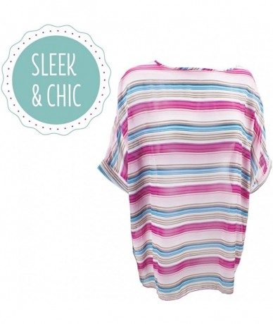 Cover-Ups Women's Petite Sleek & Chic Beach Poncho Blue - CM12CF34NHH $28.01