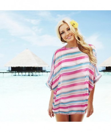 Cover-Ups Women's Petite Sleek & Chic Beach Poncho Blue - CM12CF34NHH $28.01