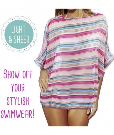 Cover-Ups Women's Petite Sleek & Chic Beach Poncho Blue - CM12CF34NHH $28.01