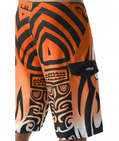 Board Shorts Men's Swim Trunks Beachwear Quick Dry Hawaiian Printed - Orange - CN1889KXYYO $36.00