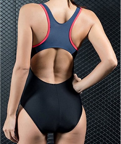 One-Pieces Women's Splice Pure Color Scoop Back One Piece Swimwear Bathing Suit - E-black - C818DK2OY7Q $45.50