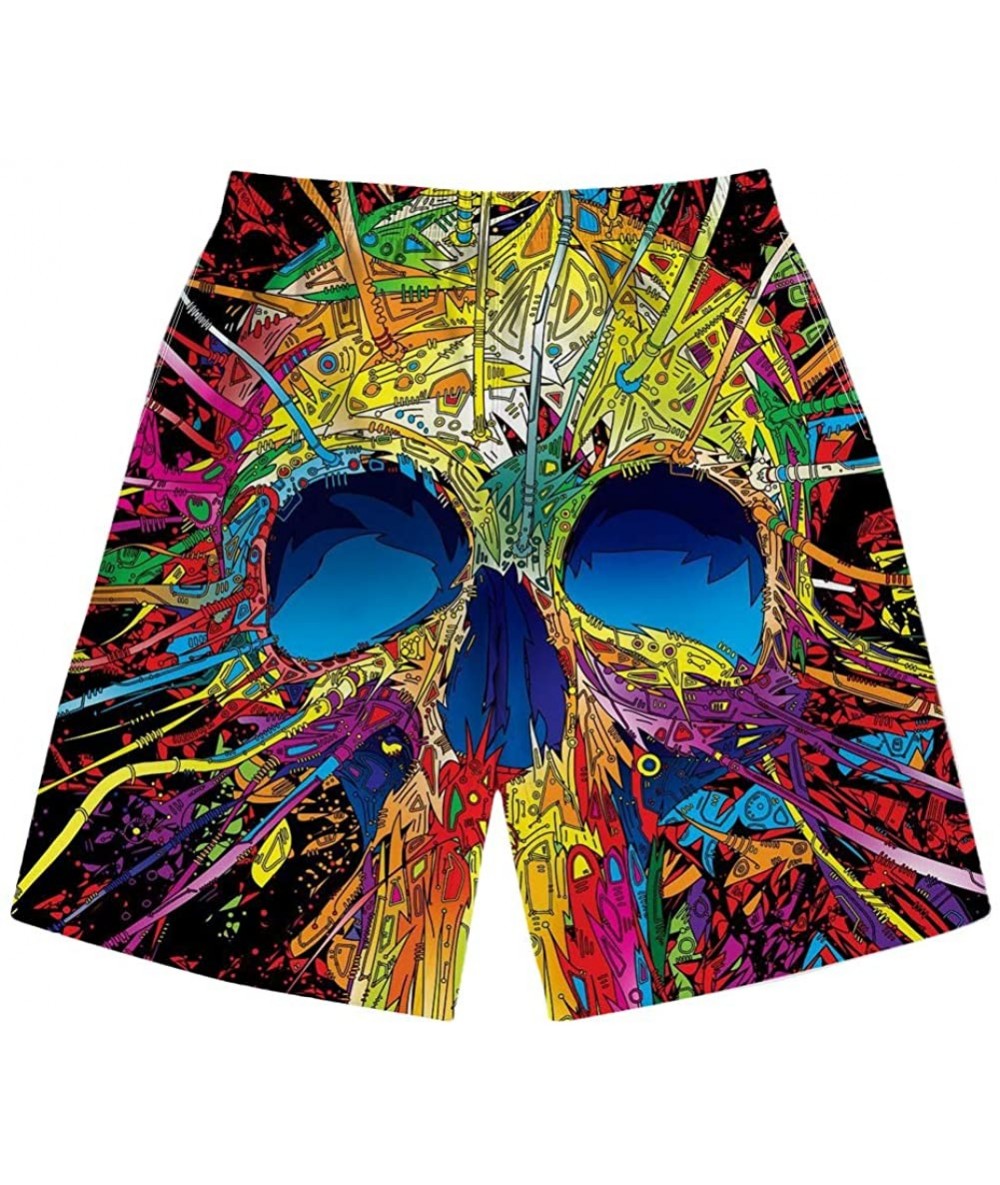 Board Shorts Men's Quick Dry Swim Trunks Tropical Hawaiian Board Shorts with Mesh Lining Bathing Suits - Skull - CU19606OXHR ...