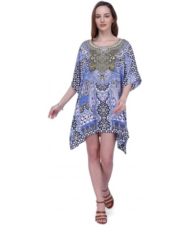 Cover-Ups Kaftan Dress - Caftans for Women - Women's Caftans Available in One Size to Fit US 4-6-8 and 10 - 158-blue - CI195Y...