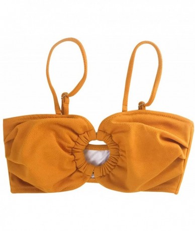 Tops Women's Bandeau Adjustable Straps Bikini Top - Orange - C4196GQYXO4 $32.93