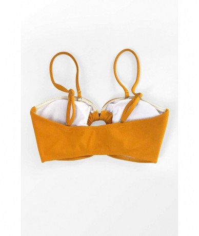 Tops Women's Bandeau Adjustable Straps Bikini Top - Orange - C4196GQYXO4 $32.93