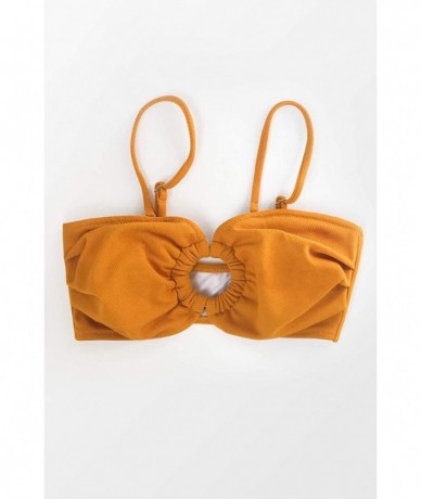 Tops Women's Bandeau Adjustable Straps Bikini Top - Orange - C4196GQYXO4 $32.93