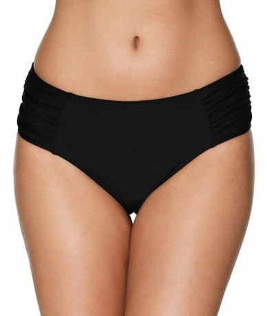 Sets Womens Bikini Bottoms Swim Bottoms Adjustable Side Tie Bathing Suits - Black Ruched - C818XHUOAE6 $33.69