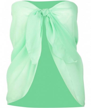 Cover-Ups Women's Sarong Beach Skirt Cover Up Chiffon Wrap Beach Swimsuit Short Ruffle Pareo Beach Wrap for Bikini - Green - ...