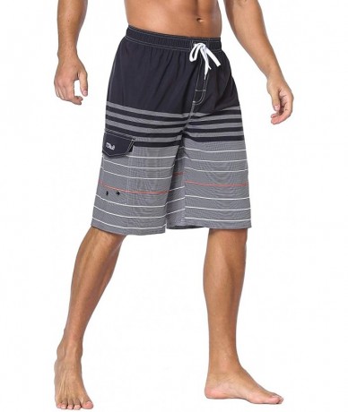 Trunks Men's Beachwear Board Shorts Quick Dry with Mesh Lining Swim Trunks - Black-223 - C518NHR3X08 $37.08