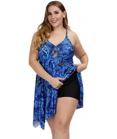 Tankinis One Piece Plus Size Swimdress Swimsuits for Women Bathing Suits - Blue - C118NE94QAG $52.04