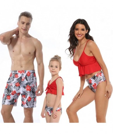 Sets Family Matching Swimwear Two Pieces Bikini Set 2020 Newest Printed Ruffles Mommy and Me Swimsuit - Red - C3194OX4K5T $18.56