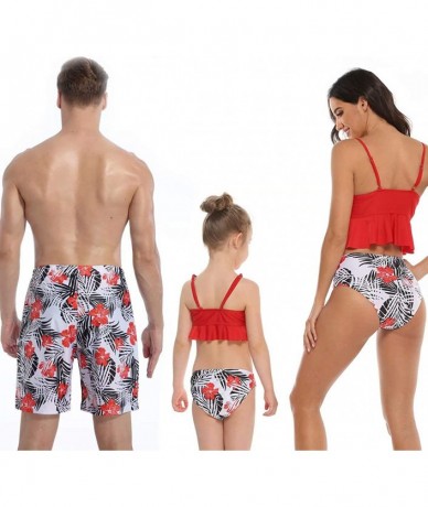 Sets Family Matching Swimwear Two Pieces Bikini Set 2020 Newest Printed Ruffles Mommy and Me Swimsuit - Red - C3194OX4K5T $18.56