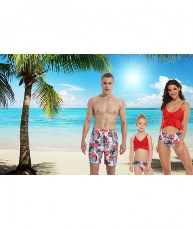 Sets Family Matching Swimwear Two Pieces Bikini Set 2020 Newest Printed Ruffles Mommy and Me Swimsuit - Red - C3194OX4K5T $18.56