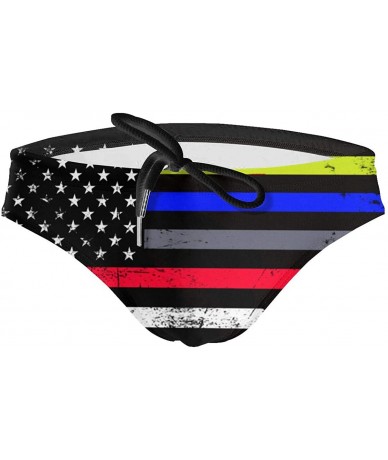 Briefs Men's Swimwear Briefs Swim Trunk Sexy Soft Triangle Thong Bikini Swimsuit Croatia Flag - Usa Flag 18 - CX19C6AHH0S $46.40