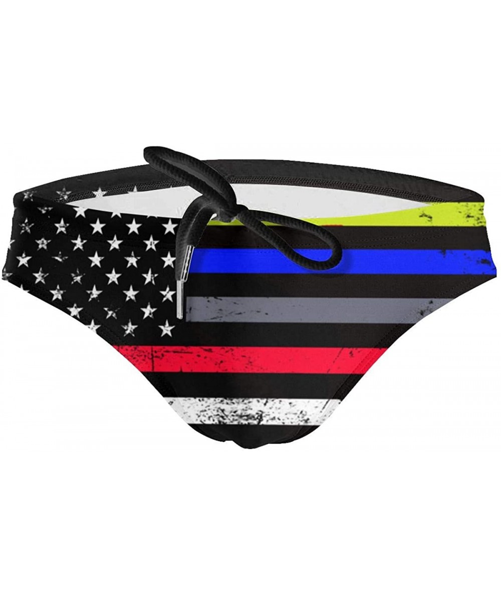 Briefs Men's Swimwear Briefs Swim Trunk Sexy Soft Triangle Thong Bikini Swimsuit Croatia Flag - Usa Flag 18 - CX19C6AHH0S $46.40