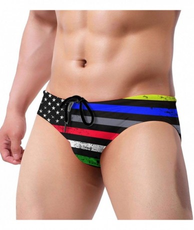 Briefs Men's Swimwear Briefs Swim Trunk Sexy Soft Triangle Thong Bikini Swimsuit Croatia Flag - Usa Flag 18 - CX19C6AHH0S $46.40