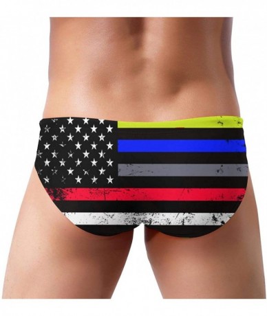 Briefs Men's Swimwear Briefs Swim Trunk Sexy Soft Triangle Thong Bikini Swimsuit Croatia Flag - Usa Flag 18 - CX19C6AHH0S $46.40